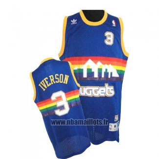 Maillot Denver Nuggets Allen Iverson No 3 Retro Bleu