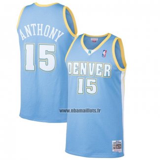 Maillot Denver Nuggets Carmelo Anthony NO 15 Mitchell & Ness 2003-04 Bleu