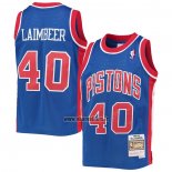 Maillot Detroit Pistons Bill Laimbeer NO 40 Mitchell & Ness 1988-89 Bleu
