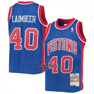Maillot Detroit Pistons Bill Laimbeer NO 40 Mitchell & Ness 1988-89 Bleu