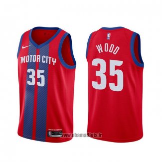 Maillot Detroit Pistons Christian Wood NO 35 Ville Rouge