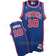 Maillot Detroit Pistons Dennis Rodman No 10 Retro Bleu