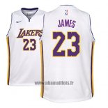 Maillot Enfant Los Angeles Lakers Lebron James No 23 Association 2017-18 Blanc