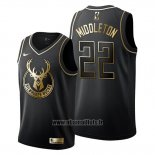 Maillot Golden Edition Milwaukee Bucks Khris Middleton No 22 Noir