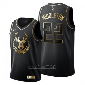 Maillot Golden Edition Milwaukee Bucks Khris Middleton No 22 Noir