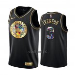 Maillot Golden Edition Philadelphia 76ers Allen Iverson NO 3 2021-22 Noir