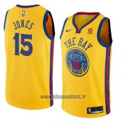 Maillot Golden State Warriors Damian Jones No 15 Ville 2018 Jaune