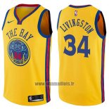 Maillot Golden State Warriors Shaun Livingston No 34 Chinese Heritage Ville 2017-18 Jaune