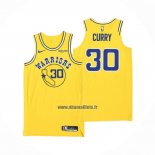 Maillot Golden State Warriors Stephen Curry NO 30 Hardwood Classic Authentique Jaune