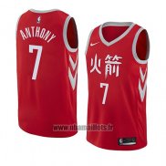 Maillot Houston Rockets Carmelo Anthony No 7 Ville 2018 Rouge