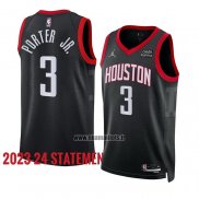 Maillot Houston Rockets Kevin Porter JR NO 3 Statement 2023-24 Noir