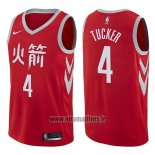 Maillot Houston Rockets P.j. Tucker No 4 Ville 2017-18 Rouge