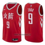 Maillot Houston Rockets Zhou Qi No 9 Ville 2017-18 Rouge