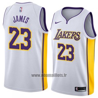 Maillot Los Angeles Lakers Lebron James No 23 Association 2018 Blanc