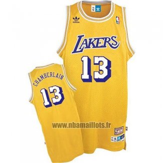Maillot Los Angeles Lakers Wilt Chamberlain No 13 Retro Jaune