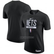 Maillot Manche Courte Brooklyn Nets Practice Performance 2022-23 Noir