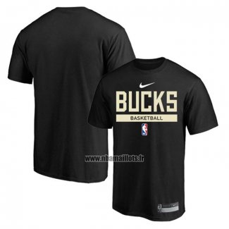 Maillot Manche Courte Milwaukee Bucks Practice Performance 2022-23 Noir