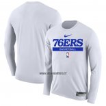 Maillot Manches Longues Philadelphia 76ers Practice Performance 2022-23 Blanc