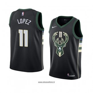 Maillot Milwaukee Bucks Brook Lopez No 11 Statement 2018 Noir