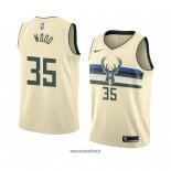 Maillot Milwaukee Bucks Christian Wood No 35 Ville 2018 Crema