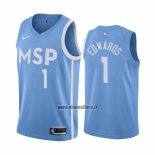 Maillot Minnesota Timberwolves Anthony Edwards NO 1 Ville Bleu