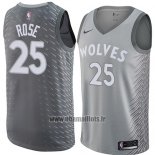 Maillot Minnesota Timberwolves Derrick Rose No 25 Ville 2018 Gris