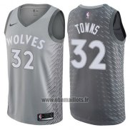 Maillot Minnesota Timberwolves Towns No 32 Ville 2017-18 Gris