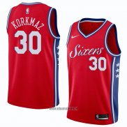 Maillot Philadelphia 76ers Furkan Korkmaz No 30 Statement 2018 Rouge