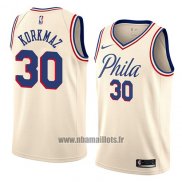 Maillot Philadelphia 76ers Furkan Korkmaz No 30 Ville 2018 Crema