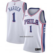 Maillot Philadelphia 76ers James Harden NO 1 Association Blanc