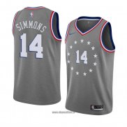 Maillot Philadelphia 76ers Jonathon Simmons No 14 Ville 2018-19 Gris