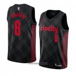 Maillot Portland Trail Blazers Nik Stauskas No 6 Ville 2018 Noir