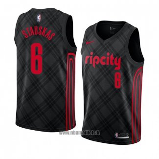 Maillot Portland Trail Blazers Nik Stauskas No 6 Ville 2018 Noir