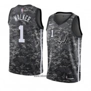 Maillot San Antonio Spurs Lonnie Walker No 1 Ville 2018 Gris