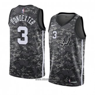 Maillot San Antonio Spurs Quincy Pondexter No 3 Ville 2018 Gris