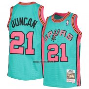 Maillot San Antonio Spurs Tim Duncan NO 21 Mitchell & Ness 1998-99 Vert