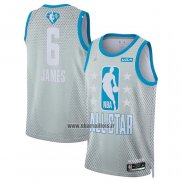 Maillot All Star 2022 Los Angeles Lakers LeBron James NO 6 Gris