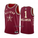 Maillot All Star 2024 New Orleans Pelicans Zion Williamson NO 1 Rouge