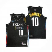 Maillot Brooklyn Nets Ben Simmons NO 10 Ville 2020-21 Noir