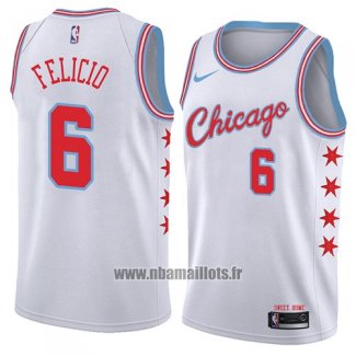 Maillot Chicago Bulls Cristiano Felicio No 6 Ville 2018 Blanc