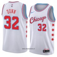 Maillot Chicago Bulls Kris Dunn No 32 Ville 2018 Blanc