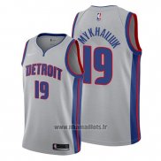 Maillot Detroit Pistons Svi Mykhailiuk No 19 Statement Gris