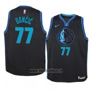 Maillot Enfant Dallas Mavericks Luka Doncic No 77 Ville 2018-19 Bleu