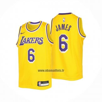 Maillot Enfant Los Angeles Lakers LeBron James NO 6 Icon 2022-23 Jaune