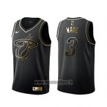 Maillot Golden Edition Miami Heat Dwyane Wade No 3 Noir