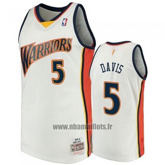 Maillot Golden State Warriors Baron Davis No 5 2009-10 Hardwood Classics Blanc