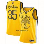 Maillot Golden State Warriors Kevin Durant NO 35 Earned Jaune