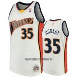 Maillot Golden State Warriors Kevin Durant No 35 2009-10 Hardwood Classics Blanc