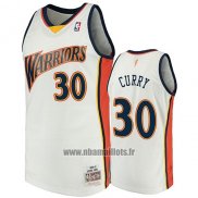 Maillot Golden State Warriors Stephen Curry No 30 2009-10 Hardwood Classics Blanc