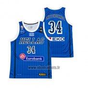 Maillot Grece Giannis Antetokounmpo No 34 2019 FIBA Baketball World Cup Bleu